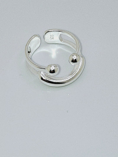 Smiley 925 Sterling Silver open ring, adjustable ring. - YeYesJewelryDesign