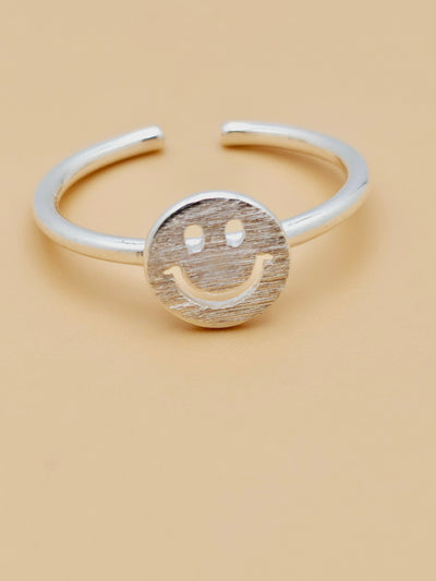 925 Sterling Silver Smiley Face Open Hypoallergenic Fashion Ring. - YeYesJewelryDesign