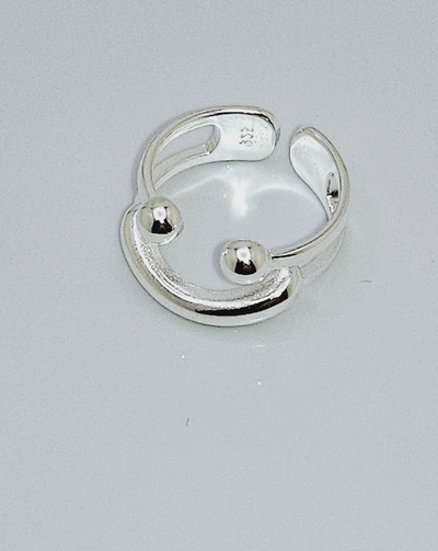 Smiley 925 Sterling Silver open ring, adjustable ring. - YeYesJewelryDesign