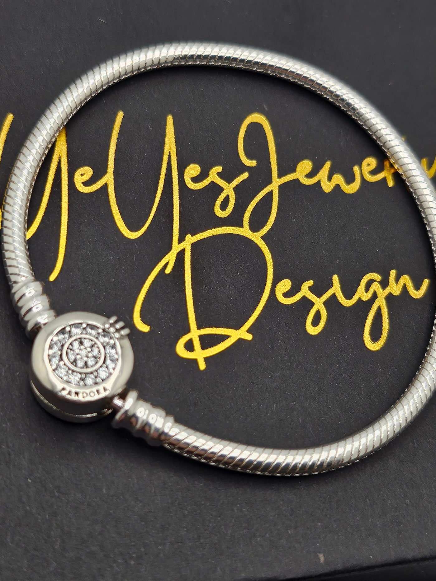 925 Sterling Silver Moments Snake Chain Bracelet with Logo. - YeYesJewelryDesign