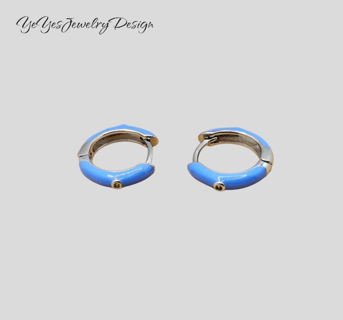 925 Sterling Silver Enamel Small Hoop Earrings. - YeYesJewelryDesign
