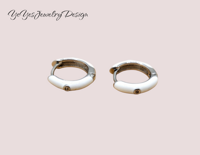 925 Sterling Silver Enamel Small Hoop Earrings. - YeYesJewelryDesign
