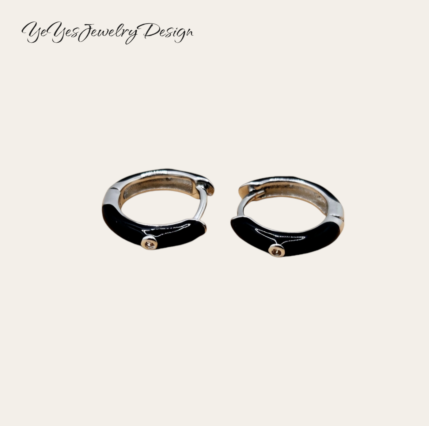 925 Sterling Silver Enamel Small Hoop Earrings. - YeYesJewelryDesign