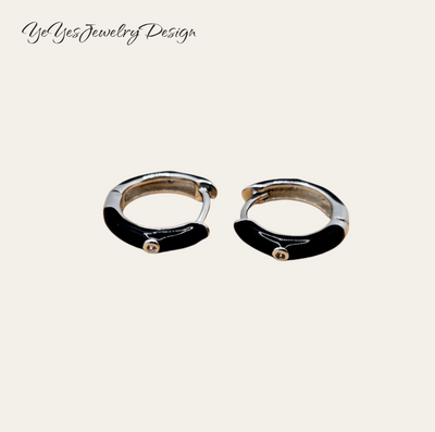 925 Sterling Silver Enamel Small Hoop Earrings. - YeYesJewelryDesign