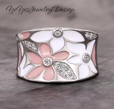 925 Sterling Silver Bohemian Drip Oil Leaf Ring for Women - YeYesJewelry&Design