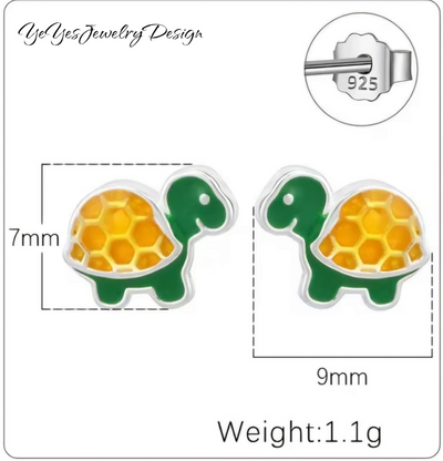 925 Sterling Silver Stud Tiny Animals Earrings. - YeYesJewelryDesign