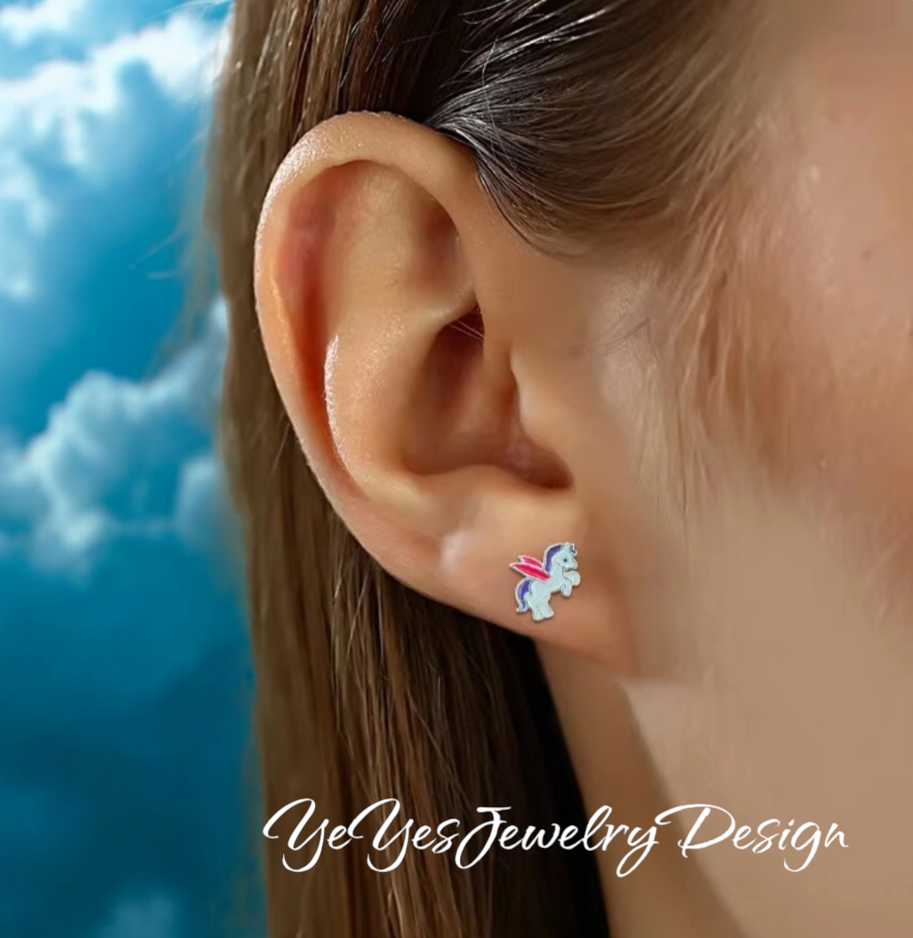 925 Sterling Silver Stud Tiny Animals Earrings. - YeYesJewelryDesign