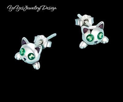 925 Sterling Silver Glow in the Dark Stud Tiny Earrings. - YeYesJewelryDesign