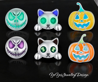 925 Sterling Silver Glow in the Dark Stud Tiny Earrings. - YeYesJewelryDesign