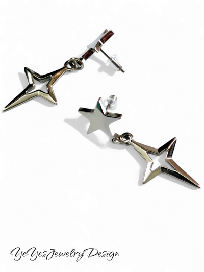 Stainless Steel Two Stars Stud Earrings. - YeYesJewelryDesign