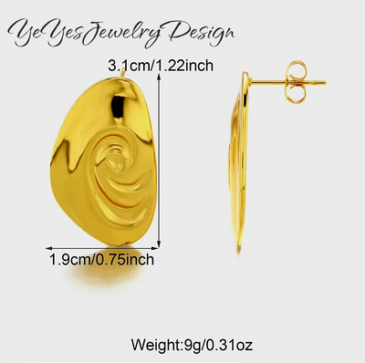 Stainless Steel Threaded Shell 18K PVD Stud Earrings Waterproof and Hypoallergenic. - YeYesJewelryDesign