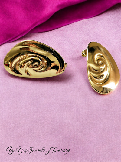 Stainless Steel Threaded Shell 18K PVD Stud Earrings Waterproof and Hypoallergenic. - YeYesJewelryDesign