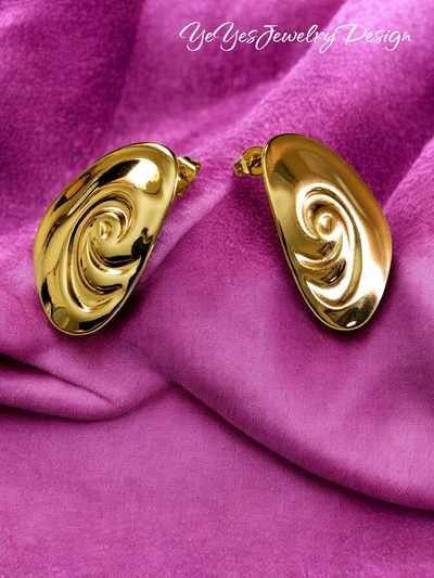 Stainless Steel Threaded Shell 18K PVD Stud Earrings Waterproof and Hypoallergenic. - YeYesJewelryDesign