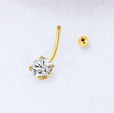 Moissanite Belly button Navel Piercing over 925 sterling silver. - YeYesJewelryDesign