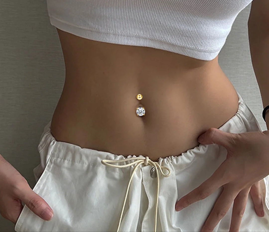 Moissanite Belly button Navel Piercing over 925 sterling silver. - YeYesJewelryDesign