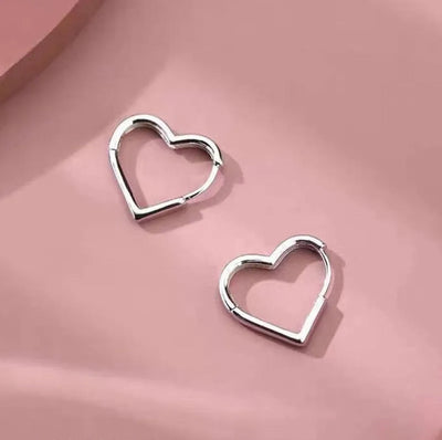 925 Sterling Silver Heart Hoop Earring, - YeYesJewelryDesign