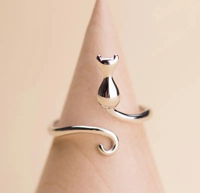 925 Sterling Silver Cat adjustable Ring. - YeYesJewelryDesign