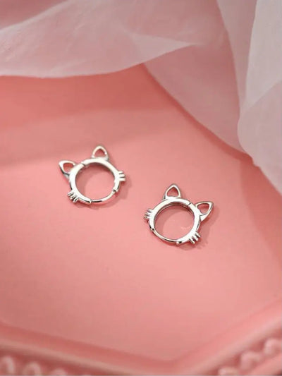 Exquisite 925 Sterling Silver Cat Hoop Earrings. - YeYesJewelryDesign