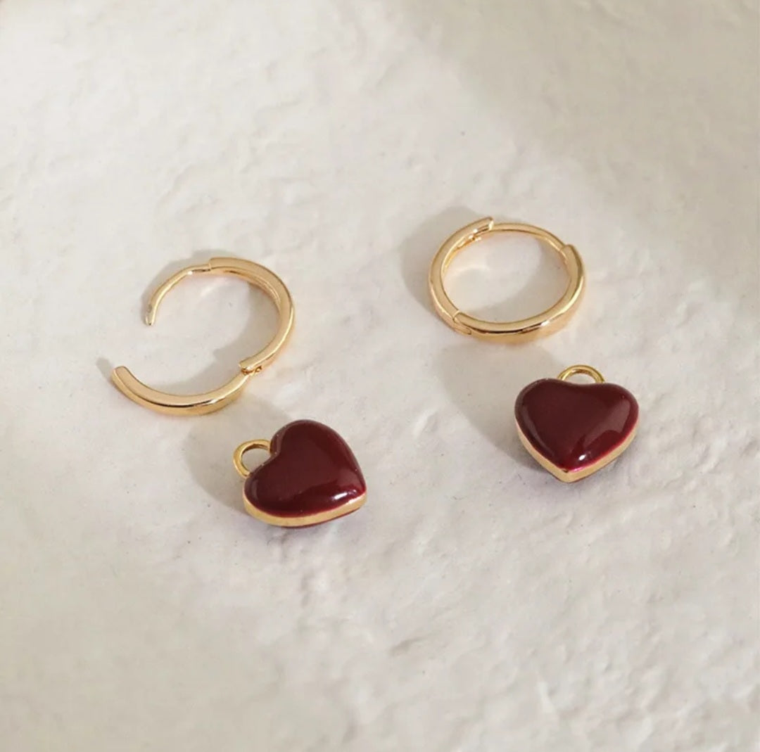 Elegant 925 Sterling Silver Heart Enamel Hoop Earrings. - YeYesJewelryDesign