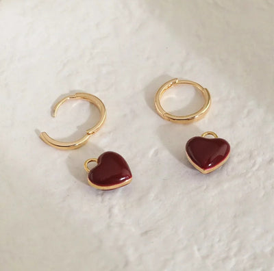 Elegant 925 Sterling Silver Heart Enamel Hoop Earrings. - YeYesJewelryDesign