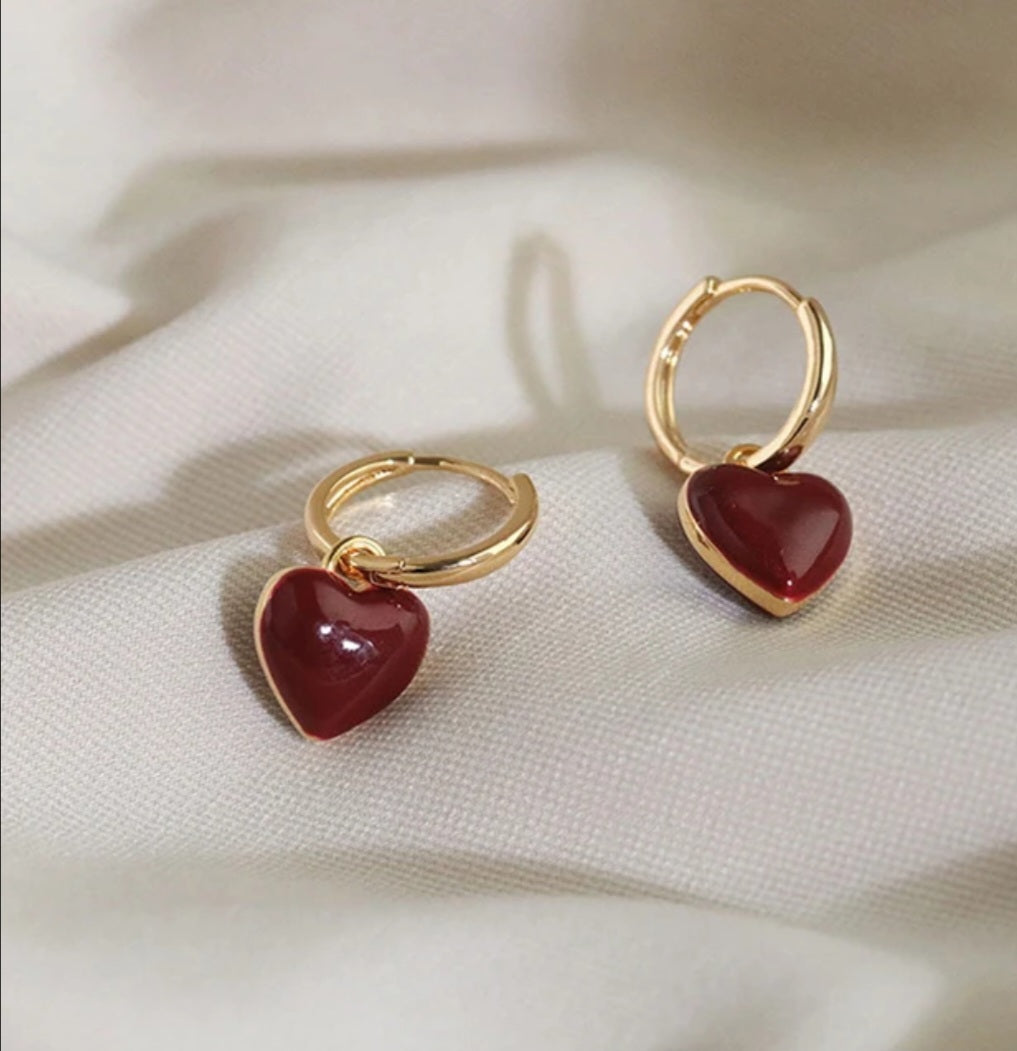 Elegant 925 Sterling Silver Heart Enamel Hoop Earrings. - YeYesJewelryDesign