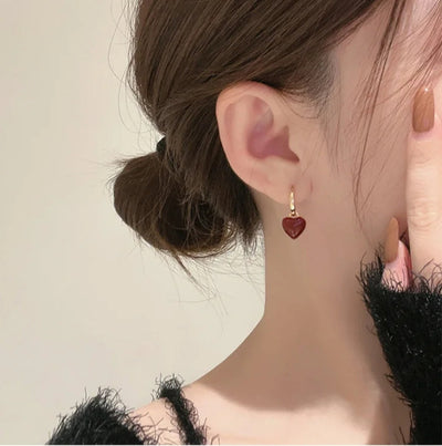Elegant 925 Sterling Silver Heart Enamel Hoop Earrings. - YeYesJewelryDesign