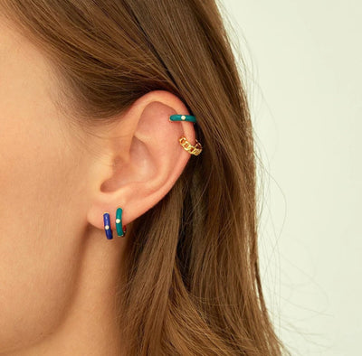 925 Sterling Silver Enamel Small Hoop Earrings. - YeYesJewelryDesign