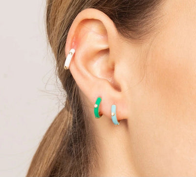925 Sterling Silver Enamel Small Hoop Earrings. - YeYesJewelryDesign