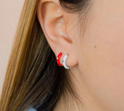 925 Sterling Silver Enamel Small Hoop Earrings. - YeYesJewelryDesign