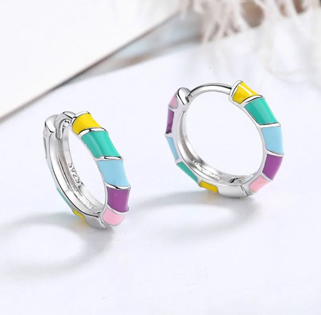 Glamorous and Colorful 925 Sterling Silver- Fashion Hoop Earrings. - YeYesJewelryDesign