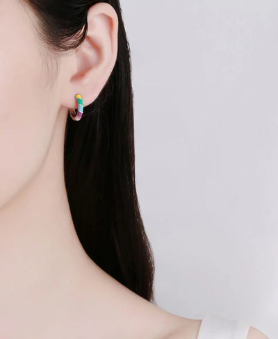 Glamorous and Colorful 925 Sterling Silver- Fashion Hoop Earrings. - YeYesJewelryDesign