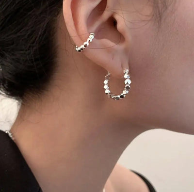 Elegant 925 Sterling Silver Temperamental Hoop Earrings. - YeYesJewelryDesign