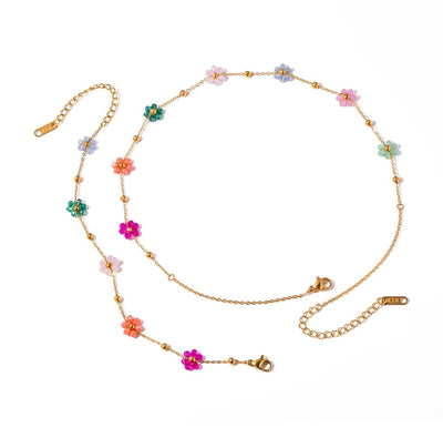Stainless Steel Flower necklace and Bracelet Set. - YeYesJewelryDesign