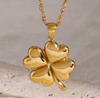 Stainless Steel Waterproof Lucky Flower Pendant necklace. - YeYesJewelryDesign