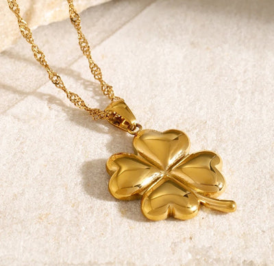 Stainless Steel Waterproof Lucky Flower Pendant necklace. - YeYesJewelryDesign
