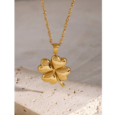 Stainless Steel Waterproof Lucky Flower Pendant necklace. - YeYesJewelryDesign