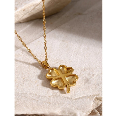 Stainless Steel Waterproof Lucky Flower Pendant necklace. - YeYesJewelryDesign