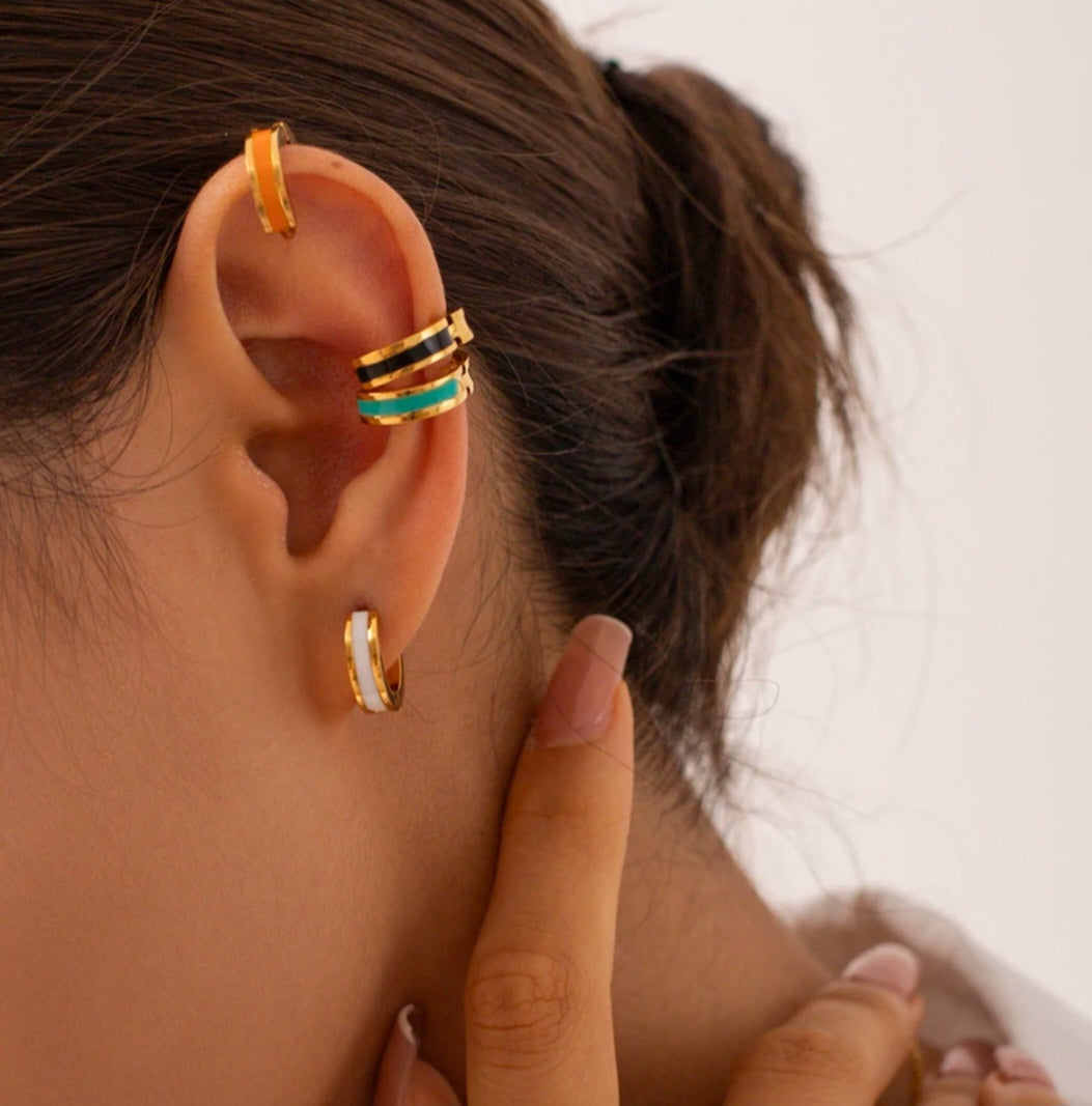 Stylish Waterproof Hoop Earrings Round Enamel Smal Hoop Earrings. - YeYesJewelryDesign