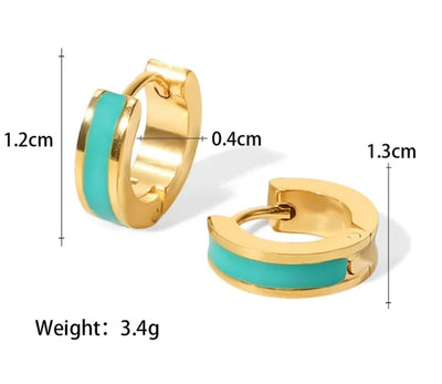 Stylish Waterproof Hoop Earrings Round Enamel Smal Hoop Earrings. - YeYesJewelryDesign