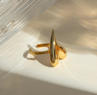 Gold Plated Adjustable Heart Ring YeYesJewelryDesign