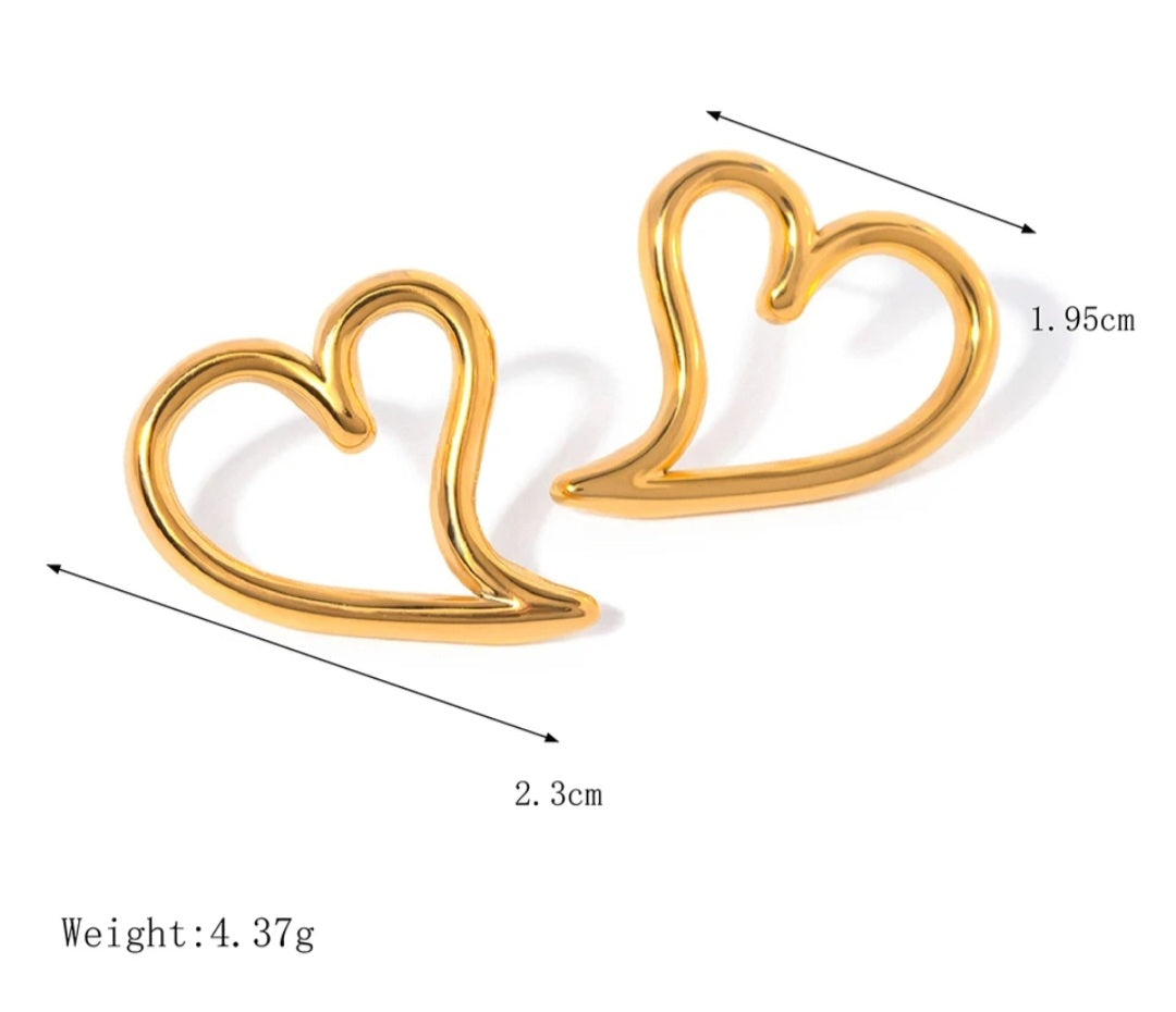 Stainless-Steel Heart Earrings Minimalist Hollow PVD Plated Stud Heart Earrings. - YeYesJewelryDesign