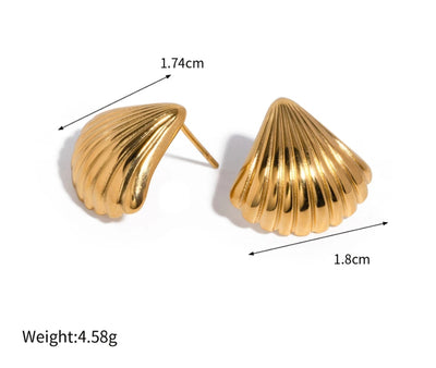 Stainless Steel Seashell  PVD Plated Seashell Stud Earrings. - YeYesJewelryDesign