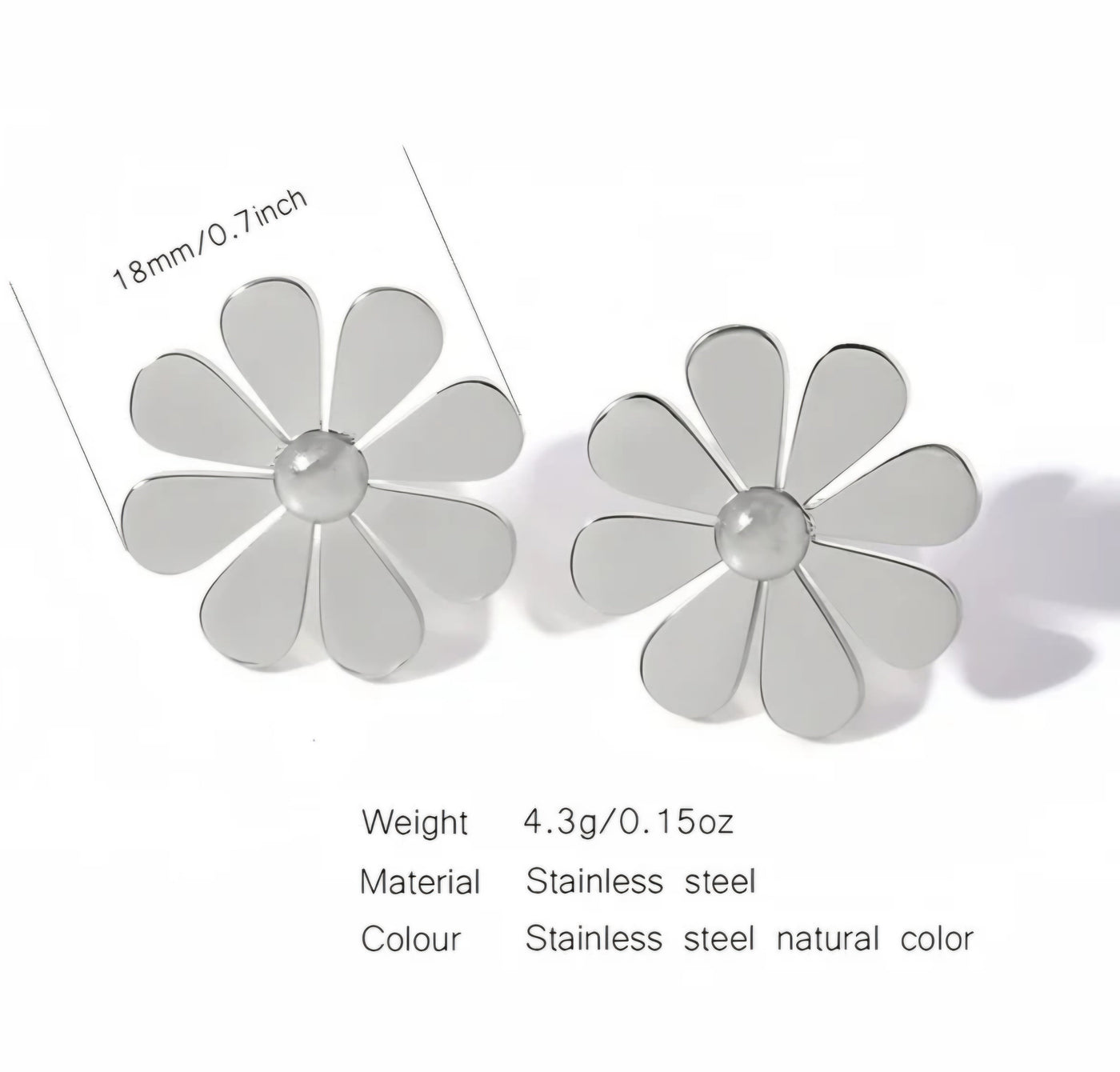 Stainless Steel and Enamel Waterproof and Hypoallergenic Daisy PVD 18k Gold Plates Stud Earrings. - YeYesJewelryDesign