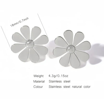 Stainless Steel and Enamel Waterproof and Hypoallergenic Daisy PVD 18k Gold Plates Stud Earrings. - YeYesJewelryDesign