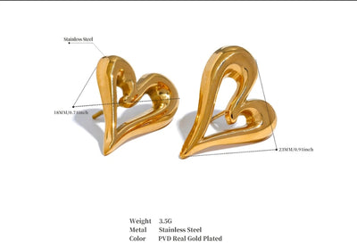 Stainless Steel Heart Hollow Waterproof Hypoallergenic Stud Earrings. - YeYesJewelryDesign