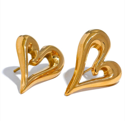 Stainless Steel Heart Hollow Waterproof Hypoallergenic Stud Earrings. - YeYesJewelryDesign