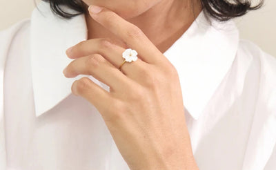 Stainless Steel Waterproof Natural Shell flower Earrings, Necklace, and Adjustable Ring Set. - YeYesJewelryDesign