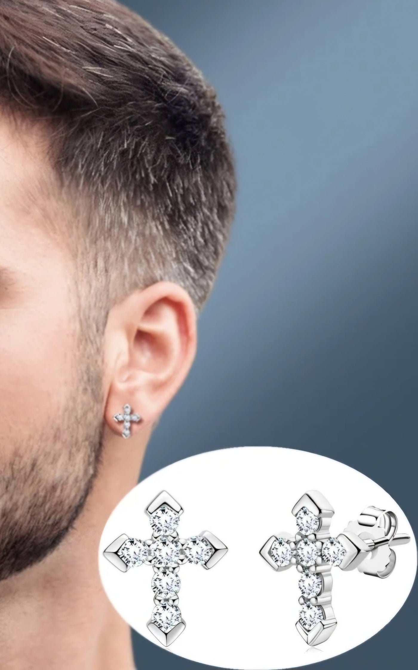 925 Sterling Silver earrings Moissanite Arrow Cross Stud Earrings for Men and Women with Certificate. - YeYesJewelryDesign