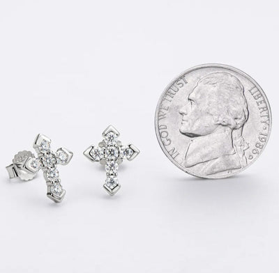 925 Sterling Silver earrings Moissanite Arrow Cross Stud Earrings for Men and Women with Certificate. - YeYesJewelryDesign