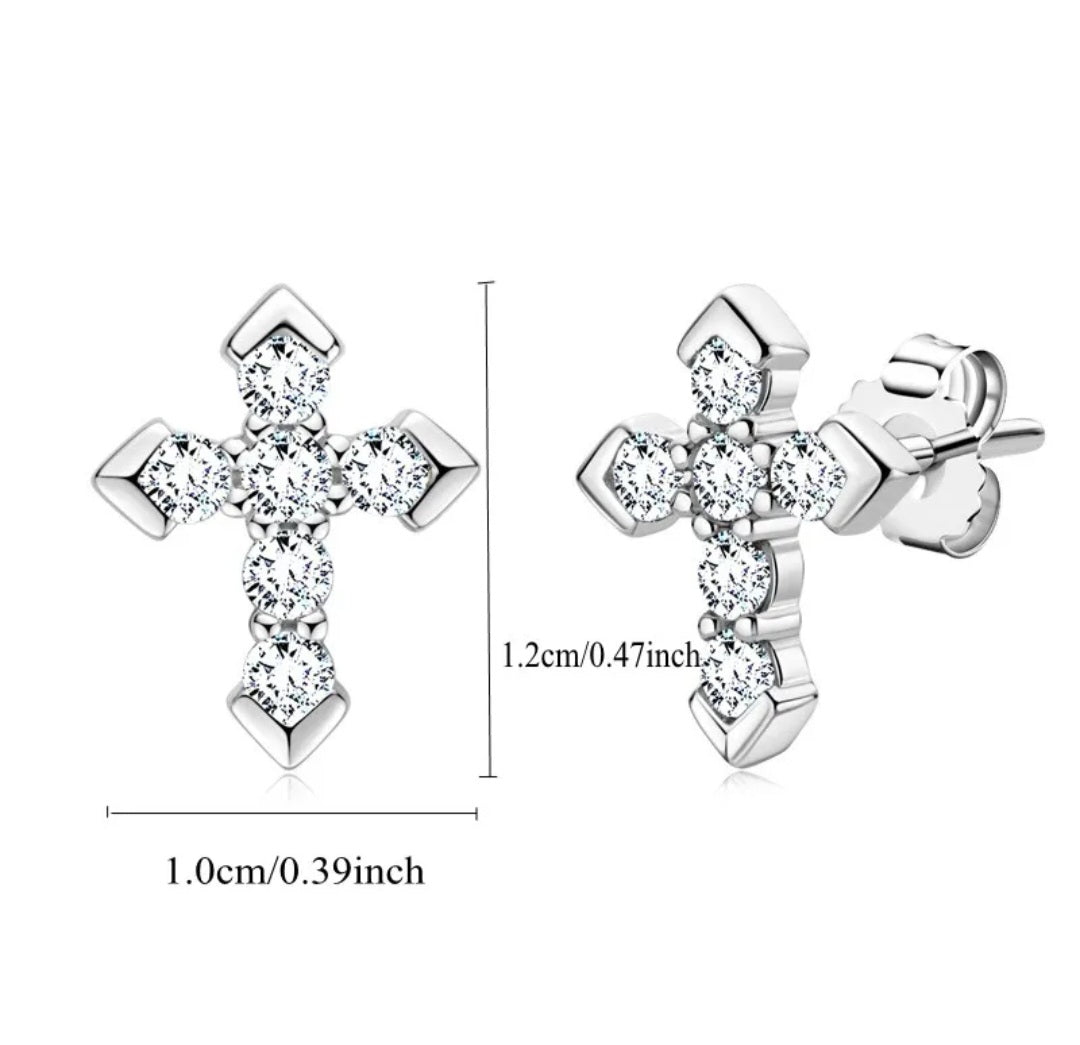 925 Sterling Silver earrings Moissanite Arrow Cross Stud Earrings for Men and Women with Certificate. - YeYesJewelryDesign